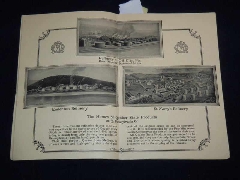 1923 THE IMPORTANCE OF CORRECT LUBRICATION - QUAKER STATE MEDIUM - J 8848