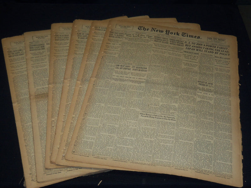 1936 WORLD SERIES YANKEES DEFEAT GIANTS 4-2 NEW YORK TIMES LOT OF 7 - NT XXXX