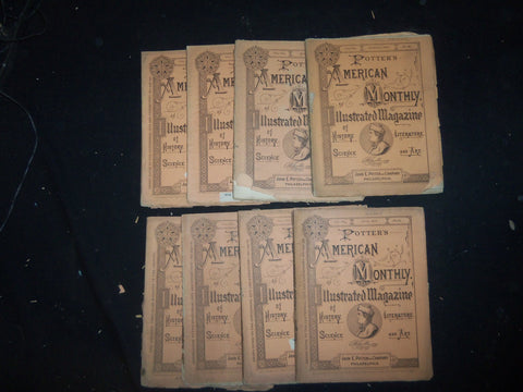1876 POTTER'S AMERICAN MONTHLY ILLUSTRATED MAGAZINE - LOT OF 8 ISSUES - WR 1148