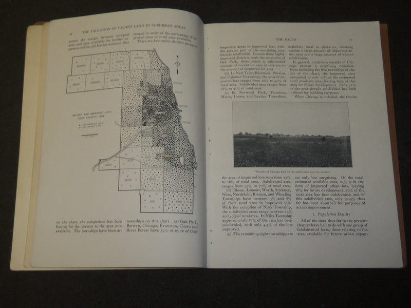 1931 THE VALUATION OF VACANT LAND IN SUBURBAN CHICAGO AREAS BOOK - J 3512