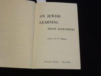 1965 ON JEWISH LEARNING SOFTCOVER BOOK BY FRANZ ROSENZWEIG - KD 4270E