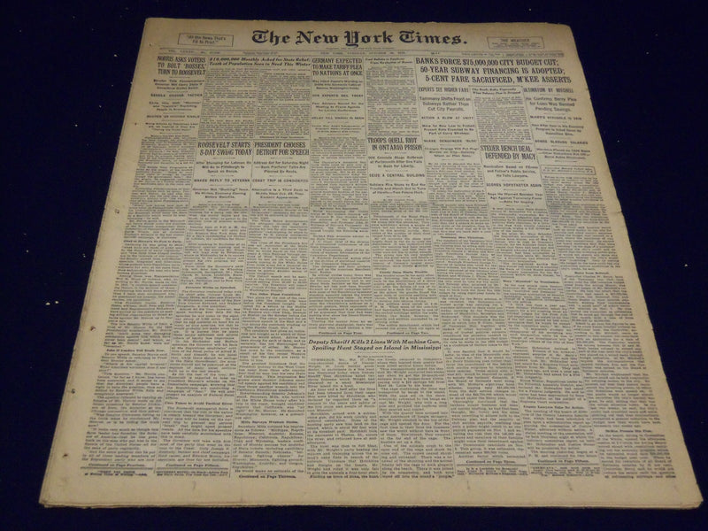 1932 OCTOBER 18 NEW YORK TIMES - BANKS FORCE CITY BUDGET CUT - NT 4064