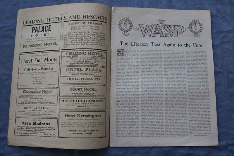 1916 APRIL 1 THE WASP MAGAZINE- GREAT COVER, PHOTOS, STORIES & ADS - SP 4785K