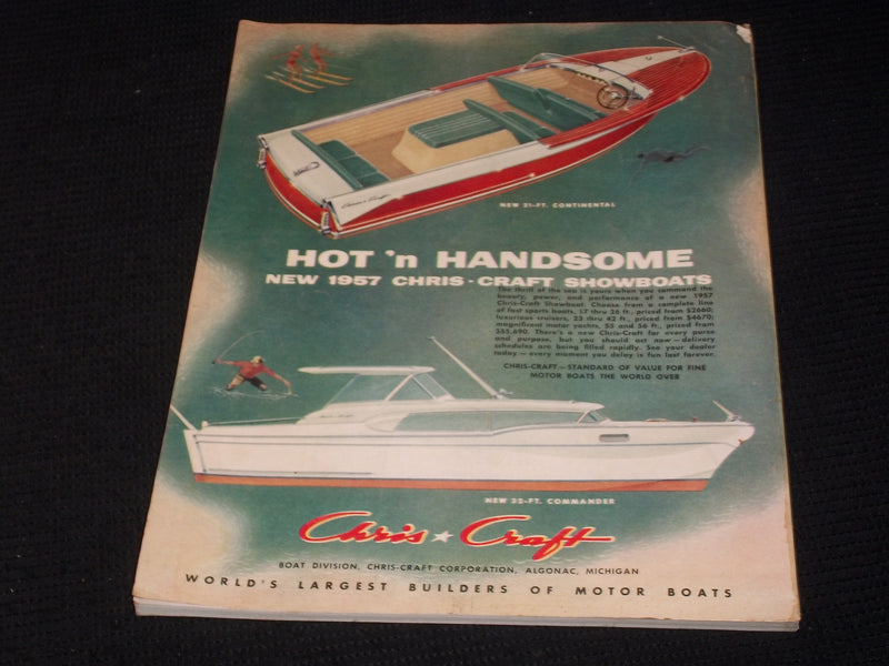 1956 DECEMBER MOTOR BOATING MAGAZINE BEAUTFUL ILLUSTRATED FRONT COVER - E 4378