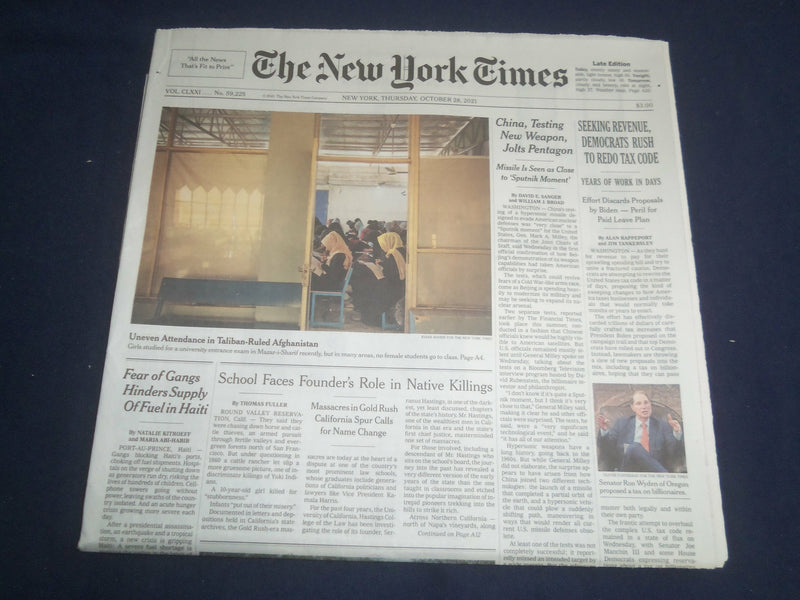 2021 OCTOBER 28 NEW YORK TIMES -SEEKING REVENUE, DEMOCRATS RUSH TO REDO TAX CODE