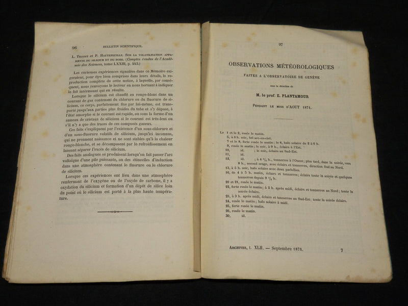 1862-1878 ARCHIVES DES SCIENCES PHYSIQUES ET NATURELLES LOT OF 50 - WR 425