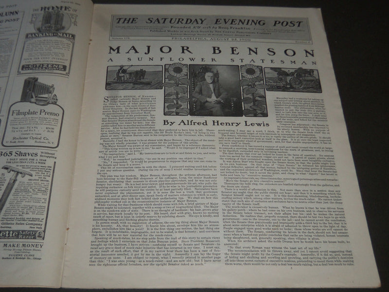 1906 AUGUST 25 THE SATURDAY EVENING POST MAGAZINE - ILLUSTRATED COVER- SP 985
