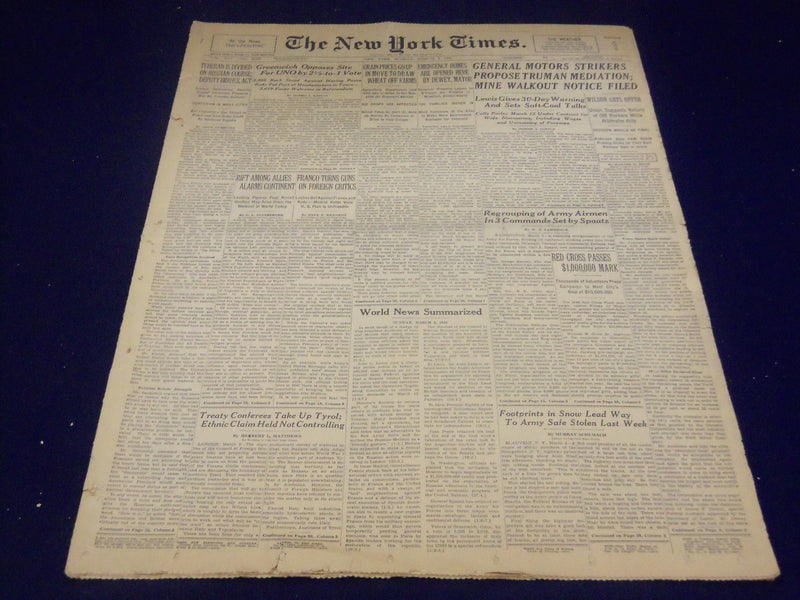 1946 MARCH 3 NEW YORK TIMES - G. M. STRIKERS PROPOSE TRUMAN - NT 3469