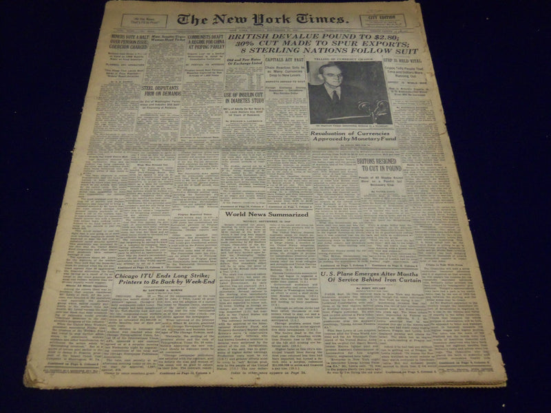 1949 SEPT 19 NEW YORK TIMES - BRITISH DEVALUE POUND TO $2.80 - NT 2665