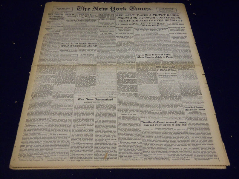 1944 JANUARY 15 NEW YORK TIMES - RED ARMY TAKES 2 BASES PRIPET - NT 2388