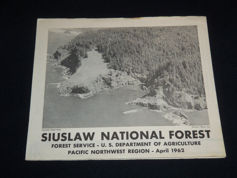 1962 SIUSLAW NATIONAL FOREST FOLD-OUT - U. S. DEPARTMENT OF AGRICULTURE - J 8796