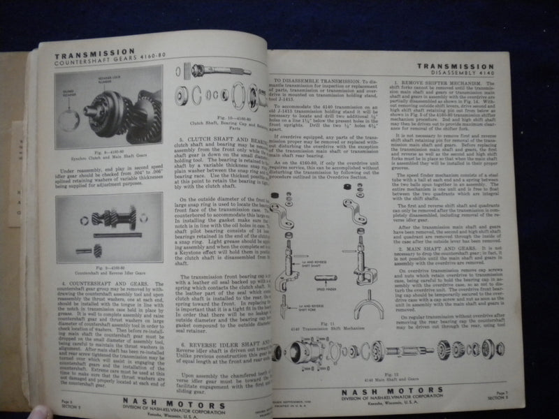 1941 NASH CHASSIS TECHNICAL SERVICE MANUAL - NASH MOTORS - SOFTCOVER - KD 8013