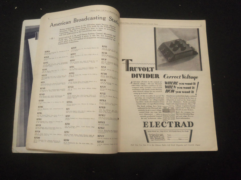 1929 JANUARY CITIZENS RADIO CALL BOOK MAGAZINE AND SCIENTIFIC DIGEST - B 432K