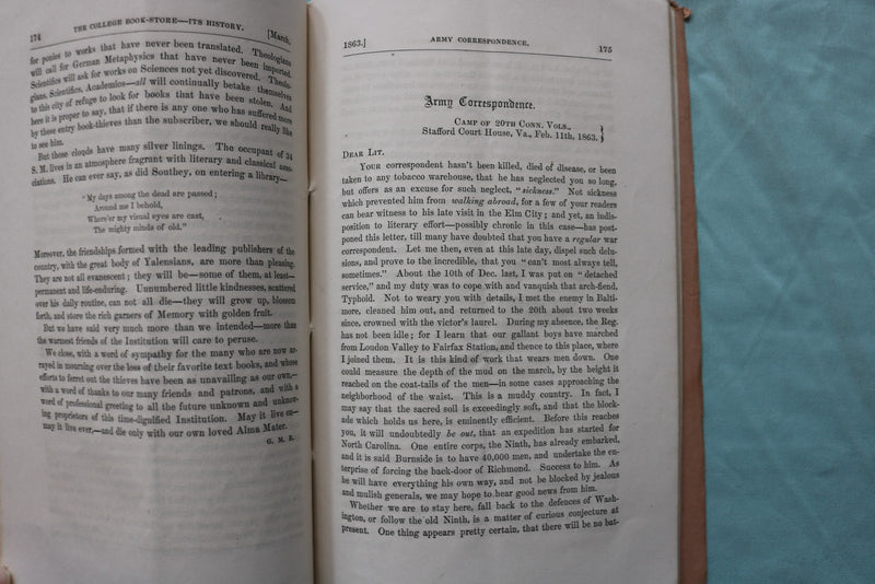 162-1863 YALE LITERARY MAGAZINE - LOT OF 2 - K 3284