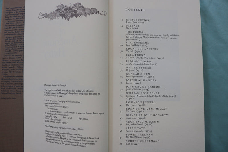 1984 FIFTY YEARS OF AMERICAN POETRY - ANNIVERSARY VOLUME HARDCOVER BOOK- KD 9564