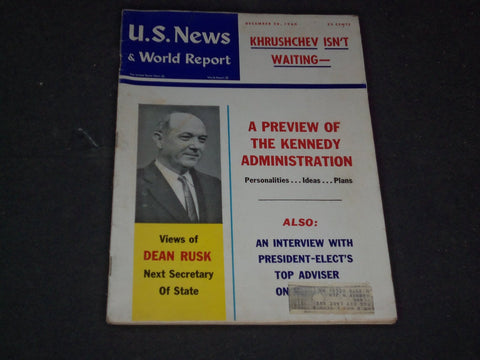 1960 DECEMBER 26 U.S. NEWS & WORLD REPORT MAGAZINE- PREVIEW OF KENNEDY - SP 6328
