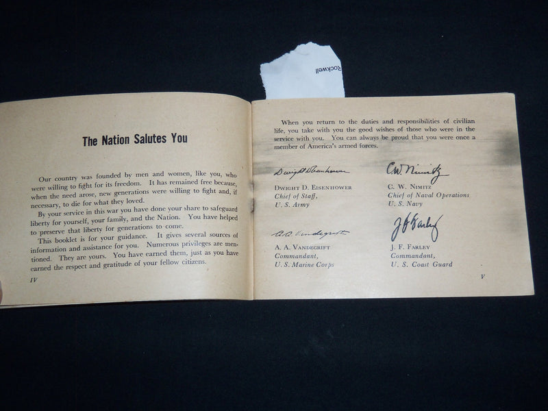 1946 FEBRUARY GOING BACK TO CIVILIAN LIFE PAMPHLET - WAR AND NAVY DEPT - J 8825