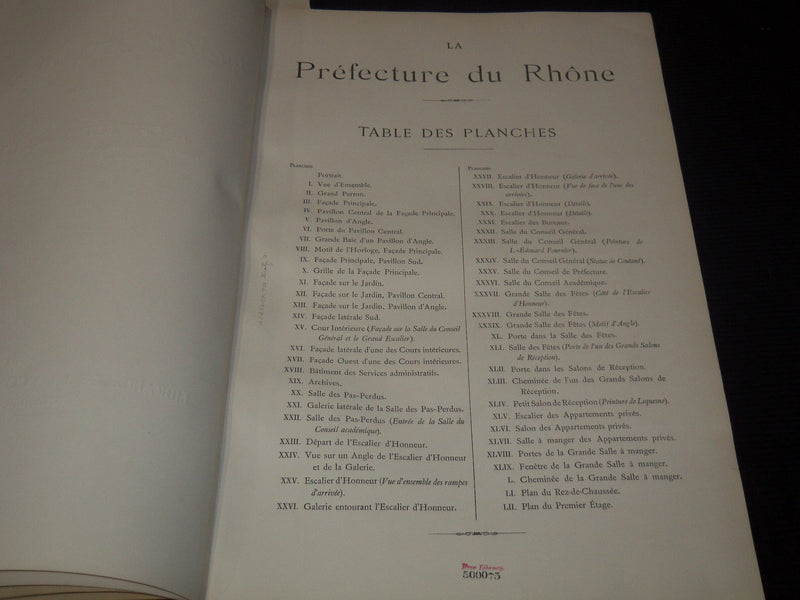 1896 LA PREFECTURE DU RHONE VOLUME - A. G. LOUVIER - GREAT PLATES - Z 254