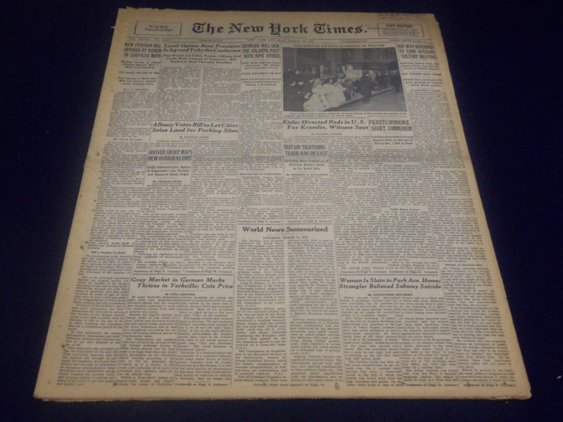 1949 MARCH 26 NEW YORK TIMES - EISLER DIRECTED REDS IN U. S. - NT 3636
