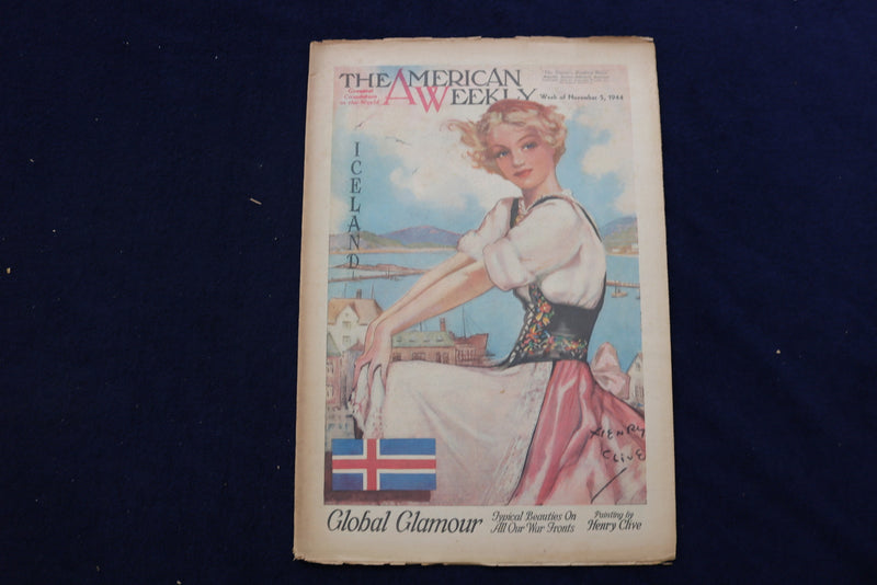 1944 NOV 5 AMERICAN WEEKLY MAGAZINE - ICELAND - GLOBAL GLAMOUR COVER - E 22619
