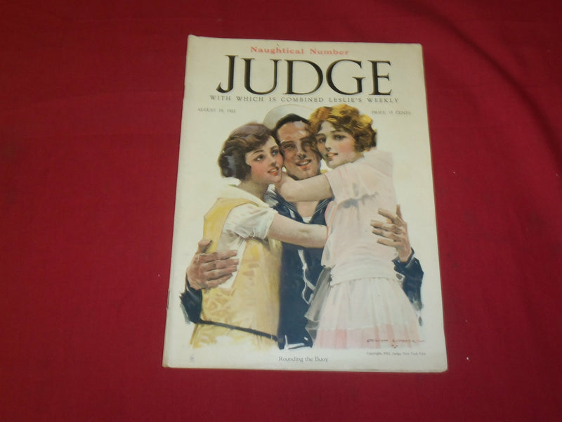 1922 AUGUST 19 JUDGE MAGAZINE - ROUNDING THE BUOY - ILLUSTRATIONS - B 6117