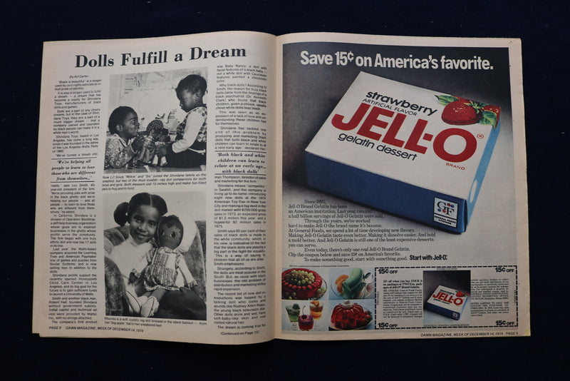 1974 DECEMBER DAWN MAGAZINE - HOLIDAY CELEBRATION - BLACK DOLLS - NP 8844
