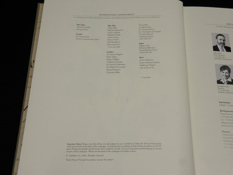 2008 FINE BOOKS & MANUSCRIPTS HARDCOVER BOOK BY SOTHEBY'S - R 719B