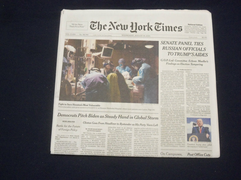 2020 AUG 19 NEW YORK TIMES -SENATE PANEL TIES RUSSIAN OFFICIALS TO TRUMPIS AIDES