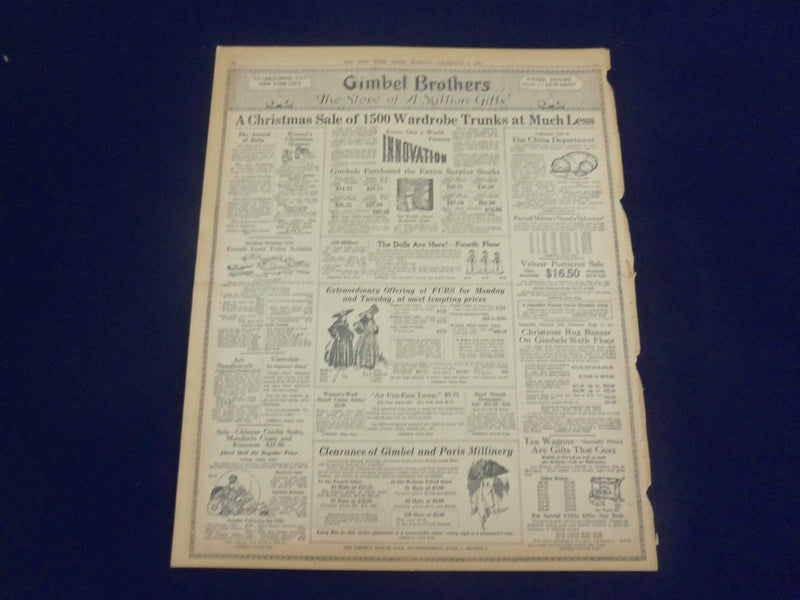 1917 DECEMBER 2 NEW YORK TIMES- GERMANS BREAK BRITISH LINES NEAR CAMBRAI-NT 8249