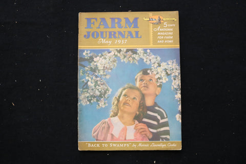 1937 MAY FARM JOURNAL MAGAZINE - GIRL AND BOY LOOKING AT TREE COVER - SP 4191N