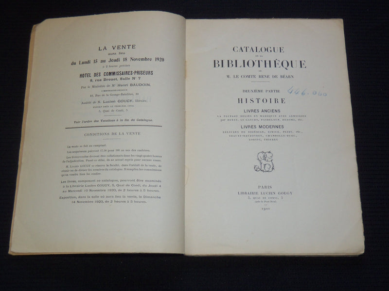 1920-1923 BIBLIOTHEQUE DE M. LE CTE RENE DE BEARN VOLUME 1-4 LOT OF 4 - O 2351B