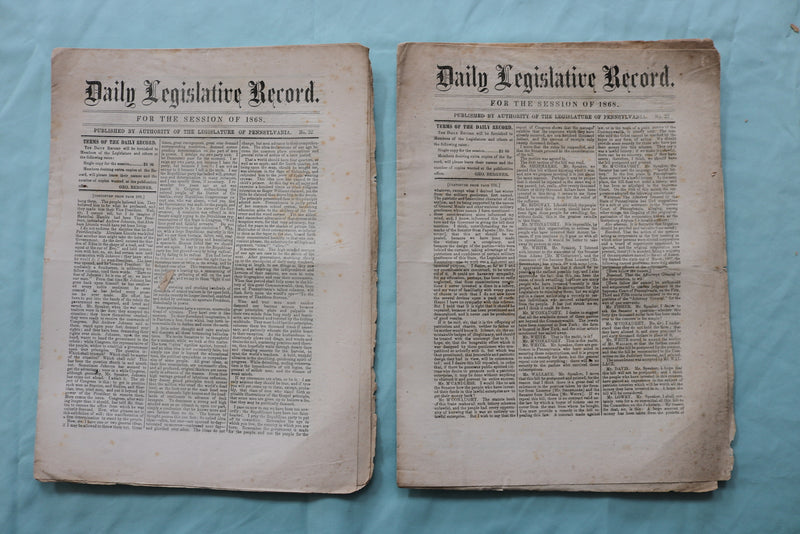 1868 PENNYSYLVANIA DAILY LEGISLATIVE RECORD - LOT OF 22 - K 2518
