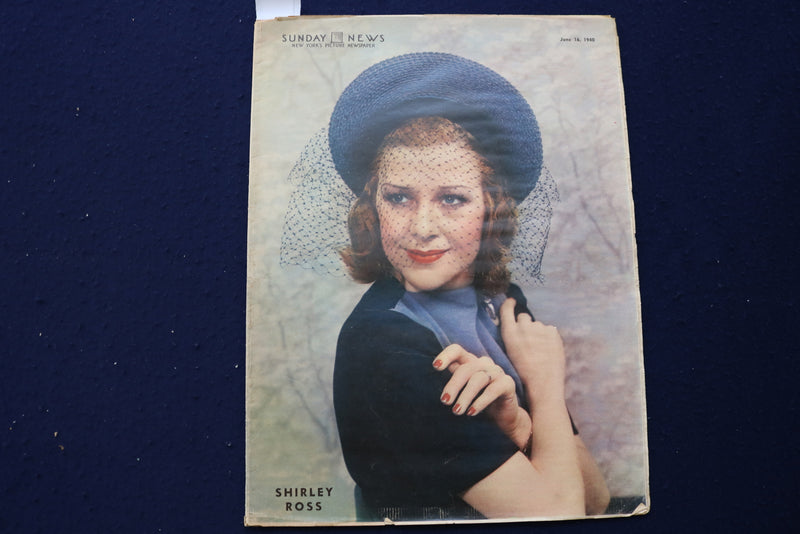 1940 JUNE 16 SUNDAY NEWS PICTURE NEWSPAPER - SHIRLEY ROSS - BASEBALL - E 22710