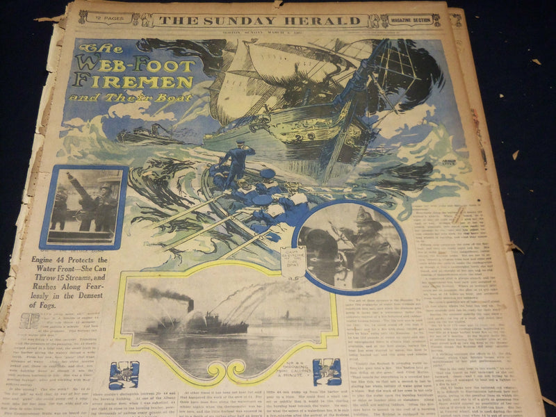 1907 THE BOSTON HERALD SUNDAY MAGAZINE SECTIONS LOT OF 14 - NICE PHOTOS - UP 91