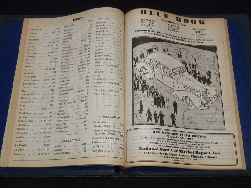 1937 NATIONAL USE CAR MARKET BLUE BOOK - EXECUTIVE EDITION - J 7448