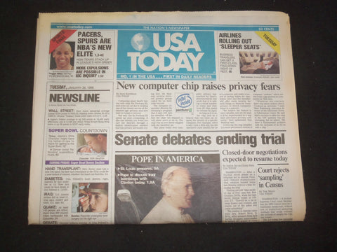 1999 JANUARY 26 USA TODAY NEWSPAPER - SENATE DEBATES ENDING TRIAL - NP 7992