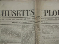 1847 APRIL 24 MASSACHUSETTS PLOUGHMAN NEWSPAPER - NATURALIST BY AUDUBON- NP 5145