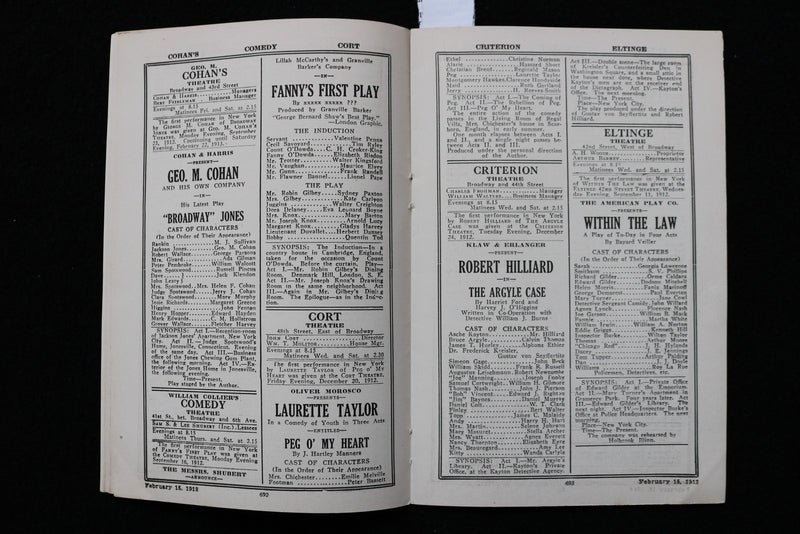 1913 FEBRUARY 15 THE CAST NEW YORK AMUSEMENT GUIDE - BELLE ASHLYN - K 2755