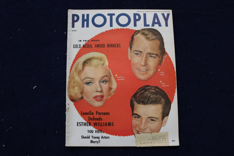 1954 APRIL PHOTOPLAY MAGAZINE - MARILYN MONROE & ALAN LADD COVER - E 17842