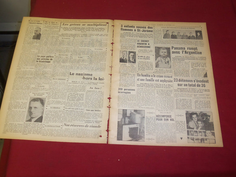 1945 OCT 12 LA PATRIE NEWSPAPER-FRENCH-PAS D'AUTRE PROCES A PIERRRE LAVAL-FR1922