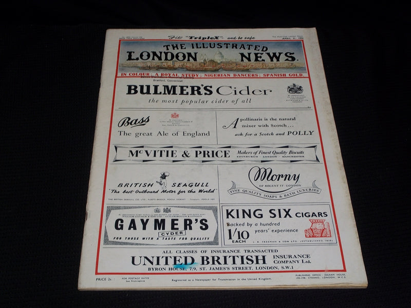 1956 APRIL 21 ILLUSTRATED LONDON NEWS MAGAZINE NICE COVERS & ADS - E 4233