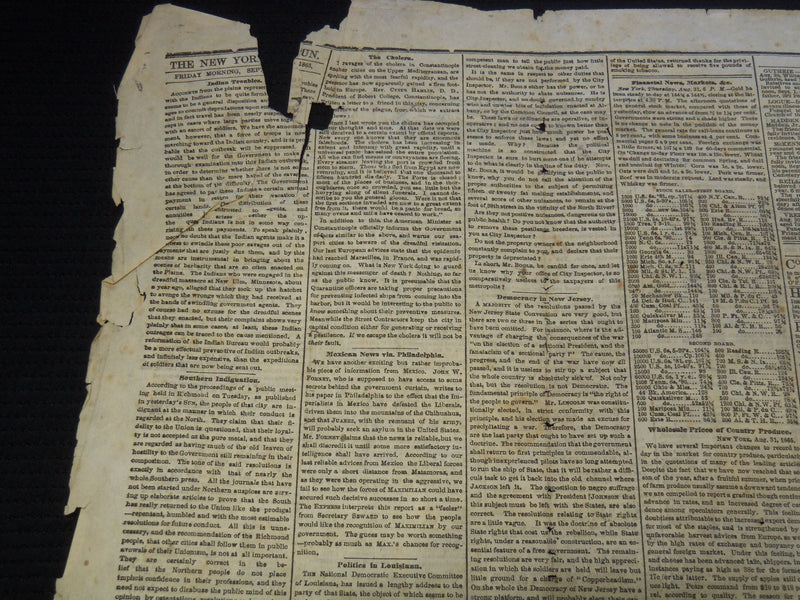1865 SEPTEMBER 1 THE NEW YORK SUN NEWSPAPER - WIRZ CASE - NP 8954