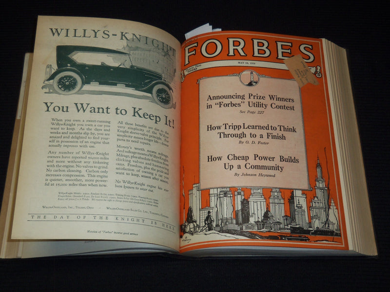 1924 APRIL 12-SEPTEMBER 15 FORBES MAGAZINE BOUND VOLUME - NICE ADS - R 10G