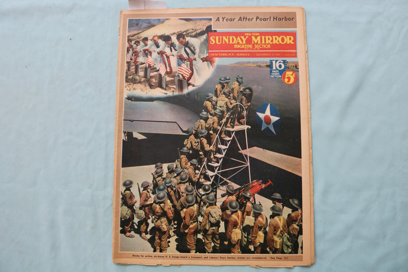 1942 DEC 6 SUNDAY MIRROR NEWSPAPER MAGAZINE SECTION - PEARL HARBOR - NP 9076
