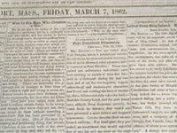 1862 MARCH 7 YARMOUTH REGISTER NEWSPAPER - FT. DONELSON PRISONERS - NP 614G