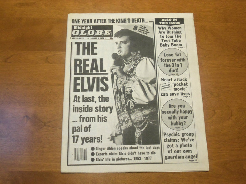 1978 AUG 8 MIDNIGHT GLOBE NEWSPAPER-THE REAL ELVIS- 1 YEAR AFTER DEATH - NP 4747