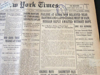 1922 MAY 7 NEW YORK TIMES - FAILURE AT GENOA NOW BELIEVED NEAR - NT 5801