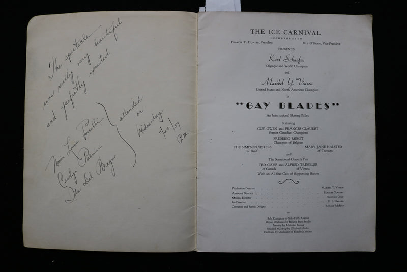 1937 GAY BLADES - ICE CARNIVAL OFFICIAL PROGRAM - K 2259