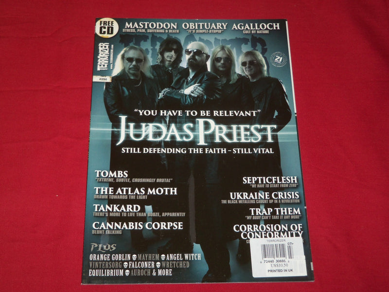 2014 JULY TERRORIZER MAGAZINE ISSUE NO. 250 - JUDAS PRIEST COVER- MUSIC - RC 318
