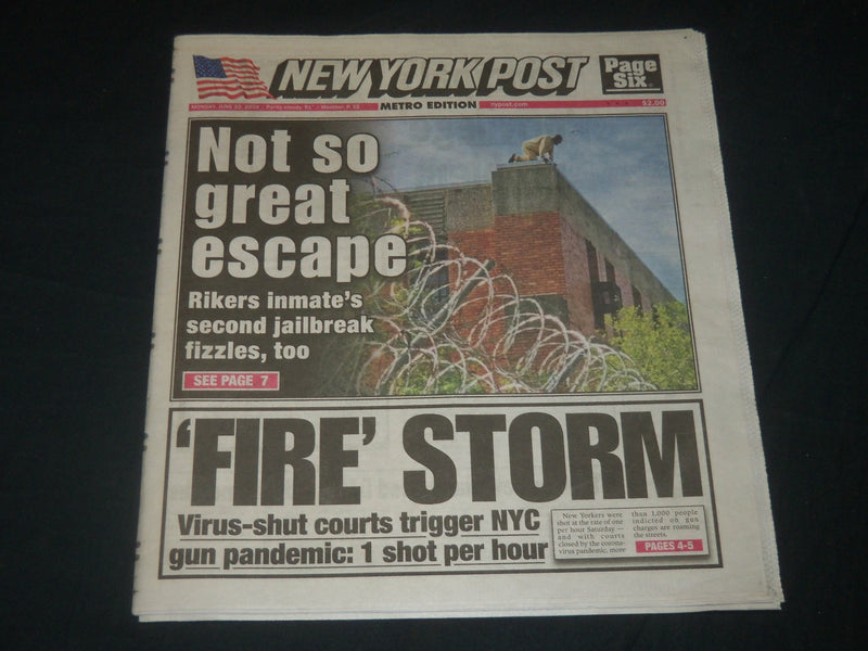 2020 JUNE 22 NEW YORK POST NEWSPAPER - NOT SO GREAT ESCAPE - 